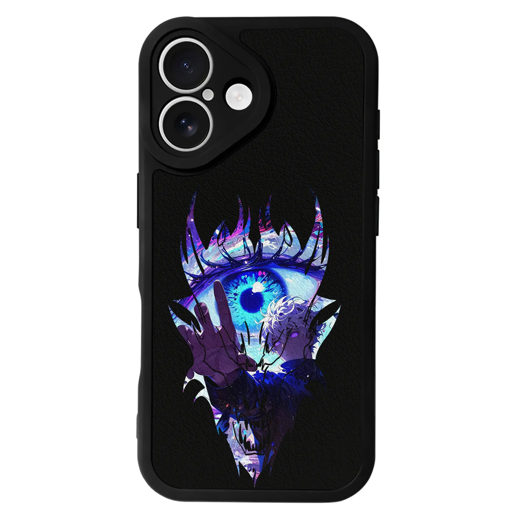 呪術廻戦 グッズ,五条 悟 - IPhone 16シリーズ対応 ・ シリコンスマホケース ・ レザー調 ・ 高精度フィット ・ 耐衝撃 ・ ワイヤレス充電対応 ・ 精密カット